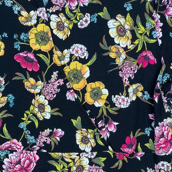 J. Jill Wearever Collection Floral Tunic Dress Black Yellow Pink Size MP - Picture 5 of 11